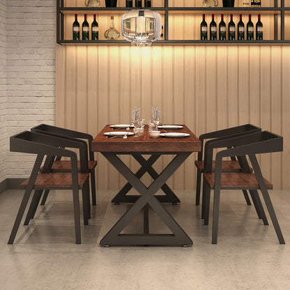 Industrial Pine Wood Table for Restaurant Rectangle Dining Table with Trestle Base 47.2"L x 23.6"W x 29.5"H Without Chairs Clearhalo ' dining_table' 'Dining Tables & Seating' 'Dining Tables' 'furn' 'furn_dining_table' 'Furniture' 'furniture_dining_table' 'Kitchen & Dining Furniture' 'kitchen&dining_furn' 'kitchen' 'kitchen_dining_table' 4599745