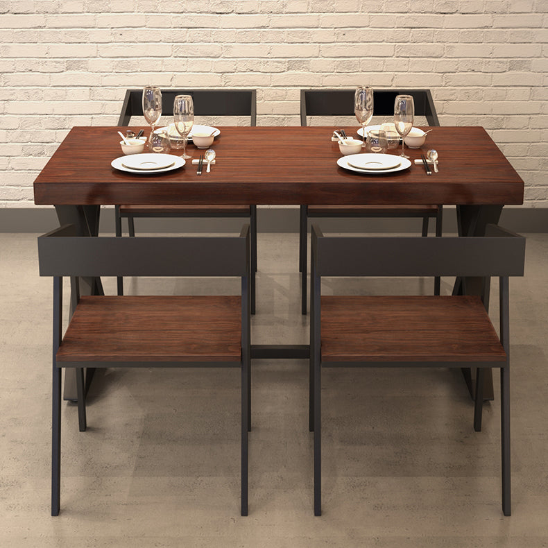 Industrial Pine Wood Table for Restaurant Rectangle Dining Table with Trestle Base 55.1"L x 27.6"W x 29.5"H Without Chairs Clearhalo ' dining_table' 'Dining Tables & Seating' 'Dining Tables' 'furn' 'furn_dining_table' 'Furniture' 'furniture_dining_table' 'Kitchen & Dining Furniture' 'kitchen&dining_furn' 'kitchen' 'kitchen_dining_table' 4599746
