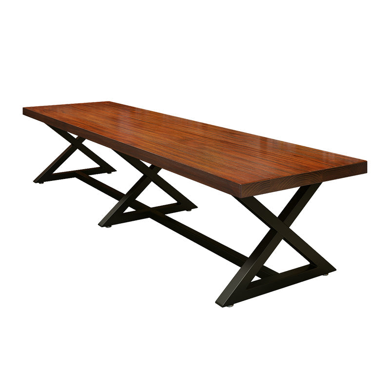 Industrial Pine Wood Table for Restaurant Rectangle Dining Table with Trestle Base Without Chairs Clearhalo ' dining_table' 'Dining Tables & Seating' 'Dining Tables' 'furn' 'furn_dining_table' 'Furniture' 'furniture_dining_table' 'Kitchen & Dining Furniture' 'kitchen&dining_furn' 'kitchen' 'kitchen_dining_table' 4599753