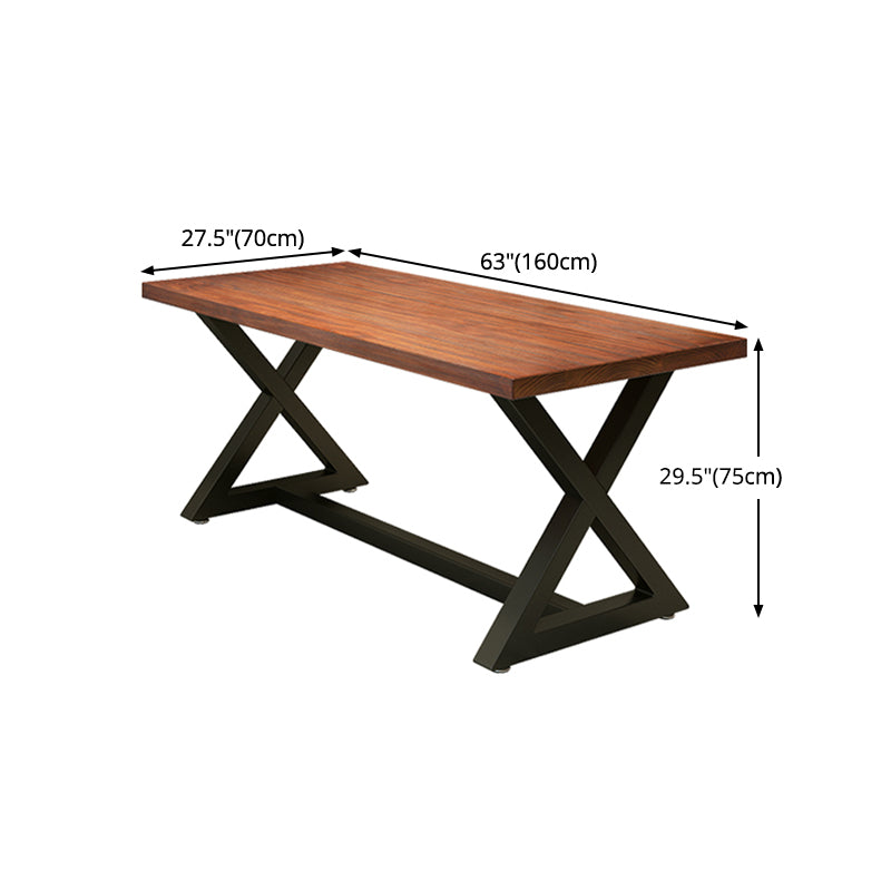 Industrial Pine Wood Table for Restaurant Rectangle Dining Table with Trestle Base Clearhalo ' dining_table' 'Dining Tables & Seating' 'Dining Tables' 'furn' 'furn_dining_table' 'Furniture' 'furniture_dining_table' 'Kitchen & Dining Furniture' 'kitchen&dining_furn' 'kitchen' 'kitchen_dining_table' 4599757