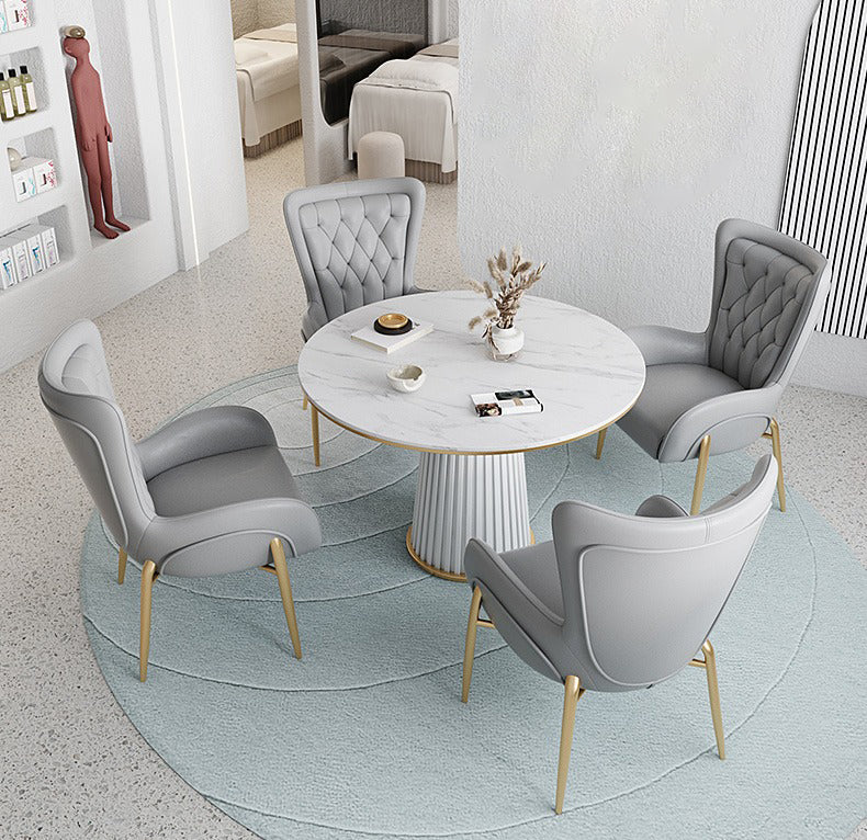 Round Sintered Stone Dining Table Traditional Luxury Pedestal Table Clearhalo ' dining_table' 'Dining Tables & Seating' 'Dining Tables' 'furn' 'furn_dining_table' 'Furniture' 'furniture_dining_table' 'Kitchen & Dining Furniture' 'kitchen&dining_furn' 'kitchen' 'kitchen_dining_table' 4599770