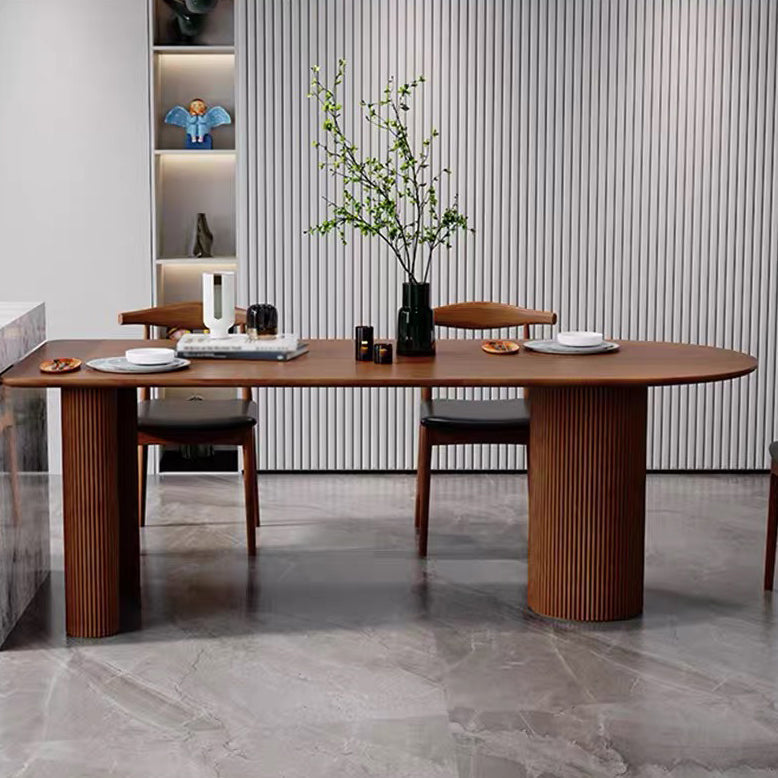 Solid Wood Contemporary Freeform Table Pine Wood Top Table with 3 Legs Walnut Without Chairs Clearhalo ' dining_table' 'Dining Tables & Seating' 'Dining Tables' 'furn' 'furn_dining_table' 'Furniture' 'furniture_dining_table' 'Kitchen & Dining Furniture' 'kitchen&dining_furn' 'kitchen' 'kitchen_dining_table' 4599777