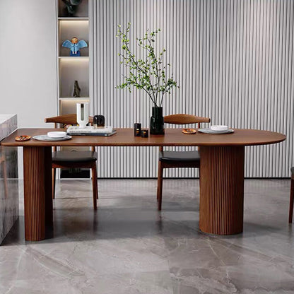 Solid Wood Contemporary Freeform Table Pine Wood Top Table with 3 Legs Walnut Without Chairs Clearhalo ' dining_table' 'Dining Tables & Seating' 'Dining Tables' 'furn' 'furn_dining_table' 'Furniture' 'furniture_dining_table' 'Kitchen & Dining Furniture' 'kitchen&dining_furn' 'kitchen' 'kitchen_dining_table' 4599777