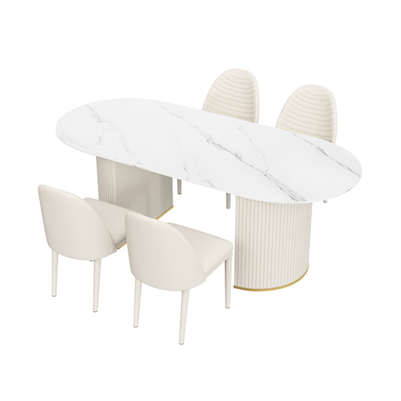 Metal Traditional Luxury Freeform Table Sintered Stone Table with Double Pedestal White Without Chairs Clearhalo ' dining_table' 'Dining Tables & Seating' 'Dining Tables' 'furn' 'furn_dining_table' 'Furniture' 'furniture_dining_table' 'Kitchen & Dining Furniture' 'kitchen&dining_furn' 'kitchen' 'kitchen_dining_table' 4599795