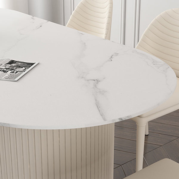 Metal Traditional Luxury Freeform Table Sintered Stone Table with Double Pedestal Clearhalo ' dining_table' 'Dining Tables & Seating' 'Dining Tables' 'furn' 'furn_dining_table' 'Furniture' 'furniture_dining_table' 'Kitchen & Dining Furniture' 'kitchen&dining_furn' 'kitchen' 'kitchen_dining_table' 4599796