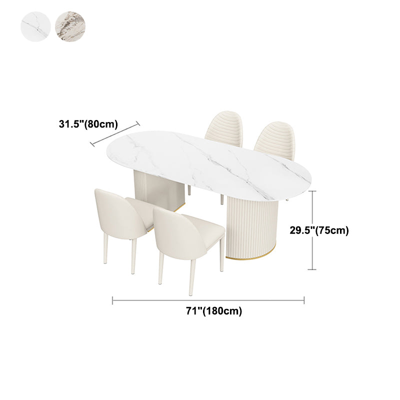 Metal Traditional Luxury Freeform Table Sintered Stone Table with Double Pedestal Clearhalo ' dining_table' 'Dining Tables & Seating' 'Dining Tables' 'furn' 'furn_dining_table' 'Furniture' 'furniture_dining_table' 'Kitchen & Dining Furniture' 'kitchen&dining_furn' 'kitchen' 'kitchen_dining_table' 4599804