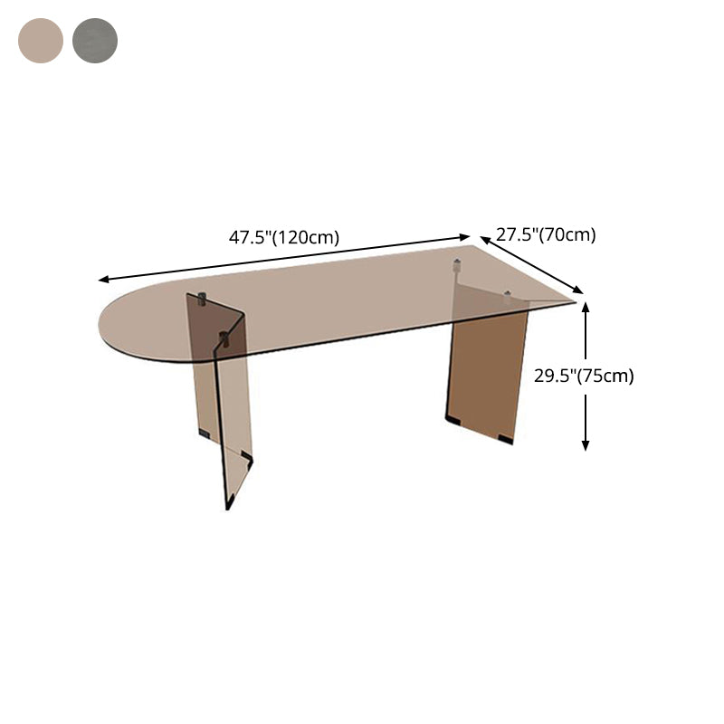 Free Form Tempered Glass Table for Restaurant Modern Table with Double Pedestal Clearhalo ' dining_table' 'Dining Tables & Seating' 'Dining Tables' 'furn' 'furn_dining_table' 'Furniture' 'furniture_dining_table' 'Kitchen & Dining Furniture' 'kitchen&dining_furn' 'kitchen' 'kitchen_dining_table' 4599818