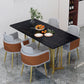 Sintered Stone Dining Table Traditional Luxury Table with Gold Frame for Home Black Gold 55.1"L x 31.5"W x 29.5"H Without Chairs Clearhalo ' dining_table' 'Dining Tables & Seating' 'Dining Tables' 'furn' 'furn_dining_table' 'Furniture' 'furniture_dining_table' 'Kitchen & Dining Furniture' 'kitchen&dining_furn' 'kitchen' 'kitchen_dining_table' 4599824