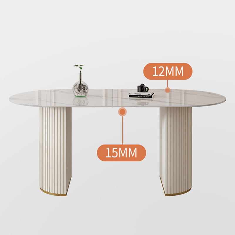 Stone Top Dining Table Traditional Luxury Table with Sled Base in White Clearhalo ' dining_table' 'Dining Tables & Seating' 'Dining Tables' 'furn' 'furn_dining_table' 'Furniture' 'furniture_dining_table' 'Kitchen & Dining Furniture' 'kitchen&dining_furn' 'kitchen' 'kitchen_dining_table' 4599844