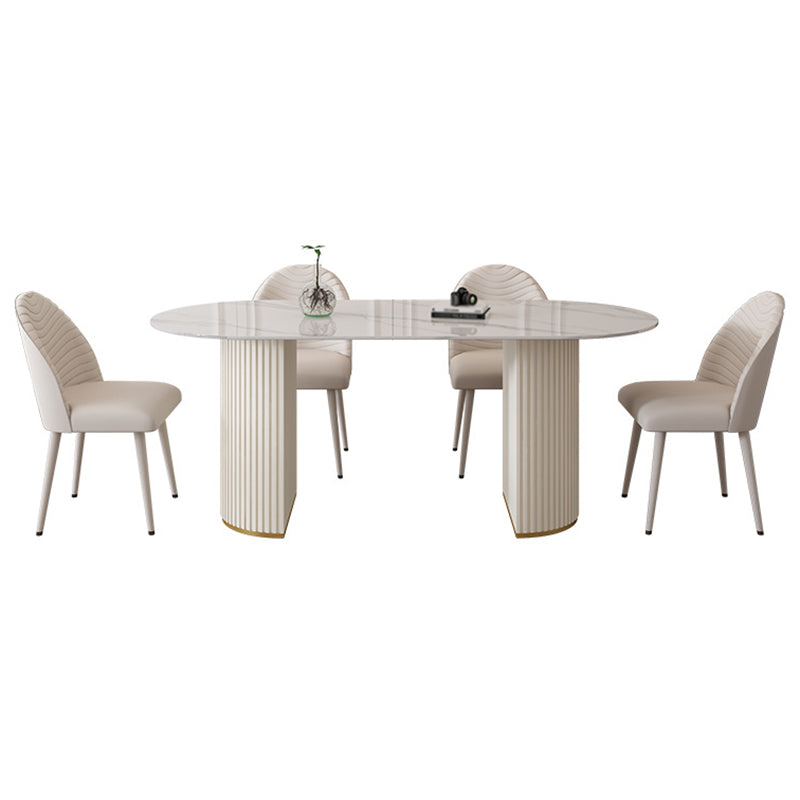 Stone Top Dining Table Traditional Luxury Table with Sled Base in White Clearhalo ' dining_table' 'Dining Tables & Seating' 'Dining Tables' 'furn' 'furn_dining_table' 'Furniture' 'furniture_dining_table' 'Kitchen & Dining Furniture' 'kitchen&dining_furn' 'kitchen' 'kitchen_dining_table' 4599846