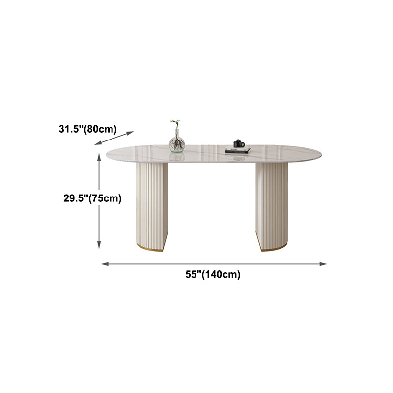 Stone Top Dining Table Traditional Luxury Table with Sled Base in White Clearhalo ' dining_table' 'Dining Tables & Seating' 'Dining Tables' 'furn' 'furn_dining_table' 'Furniture' 'furniture_dining_table' 'Kitchen & Dining Furniture' 'kitchen&dining_furn' 'kitchen' 'kitchen_dining_table' 4599858