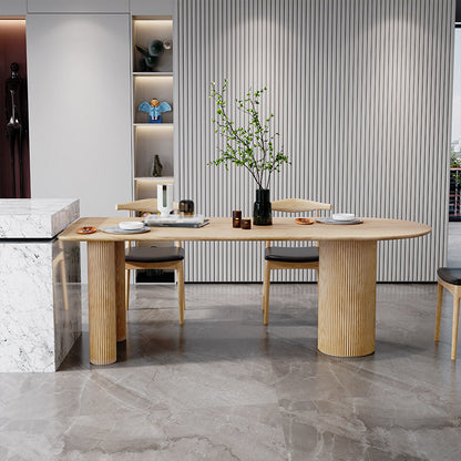 Pine Wood Contemporary Free Form Dining Table Wood Top Table for Dining Room Natural 55.1"L x 27.6"W x 29.5"H Without Chairs Clearhalo ' dining_table' 'Dining Tables & Seating' 'Dining Tables' 'furn' 'furn_dining_table' 'Furniture' 'furniture_dining_table' 'Kitchen & Dining Furniture' 'kitchen&dining_furn' 'kitchen' 'kitchen_dining_table' 4599864