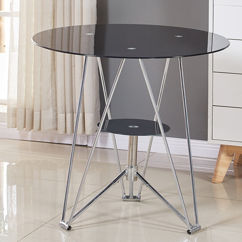 Metal Contemporary Round Dining Table Glass Top Table for Home Black Without Chairs Clearhalo ' dining_table' 'Dining Tables & Seating' 'Dining Tables' 'furn' 'furn_dining_table' 'Furniture' 'furniture_dining_table' 'Kitchen & Dining Furniture' 'kitchen&dining_furn' 'kitchen' 'kitchen_dining_table' 4599879