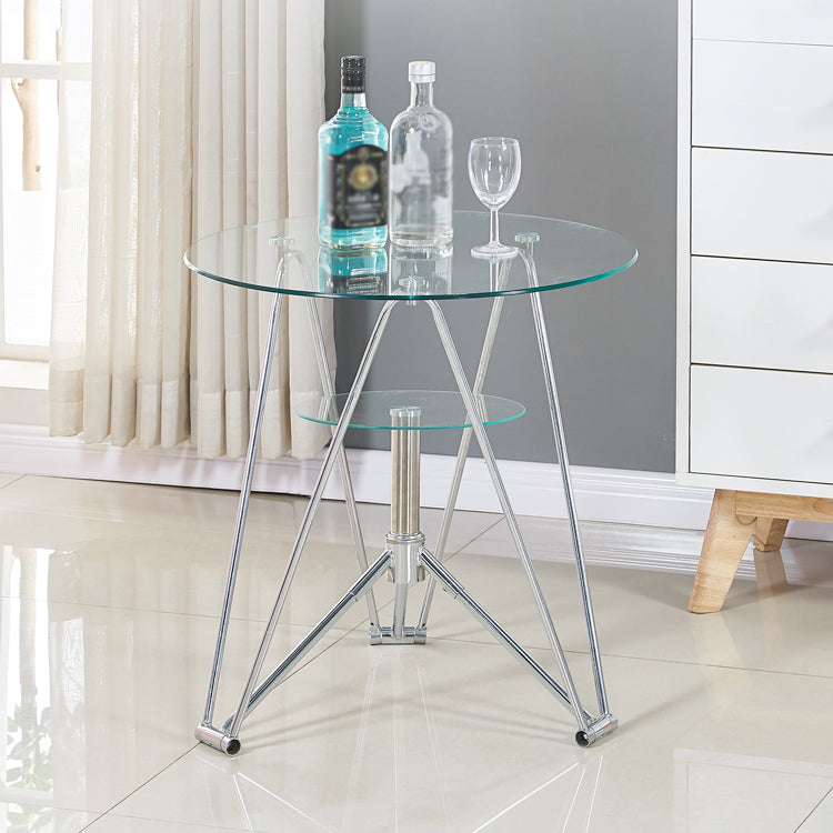 Metal Contemporary Round Dining Table Glass Top Table for Home Clearhalo ' dining_table' 'Dining Tables & Seating' 'Dining Tables' 'furn' 'furn_dining_table' 'Furniture' 'furniture_dining_table' 'Kitchen & Dining Furniture' 'kitchen&dining_furn' 'kitchen' 'kitchen_dining_table' 4599888