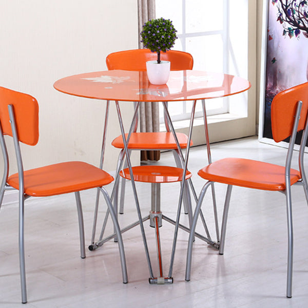 Metal Contemporary Round Dining Table Glass Top Table for Home Clearhalo ' dining_table' 'Dining Tables & Seating' 'Dining Tables' 'furn' 'furn_dining_table' 'Furniture' 'furniture_dining_table' 'Kitchen & Dining Furniture' 'kitchen&dining_furn' 'kitchen' 'kitchen_dining_table' 4599890