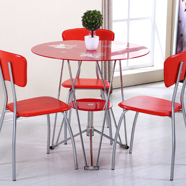 Metal Contemporary Round Dining Table Glass Top Table for Home Clearhalo ' dining_table' 'Dining Tables & Seating' 'Dining Tables' 'furn' 'furn_dining_table' 'Furniture' 'furniture_dining_table' 'Kitchen & Dining Furniture' 'kitchen&dining_furn' 'kitchen' 'kitchen_dining_table' 4599891