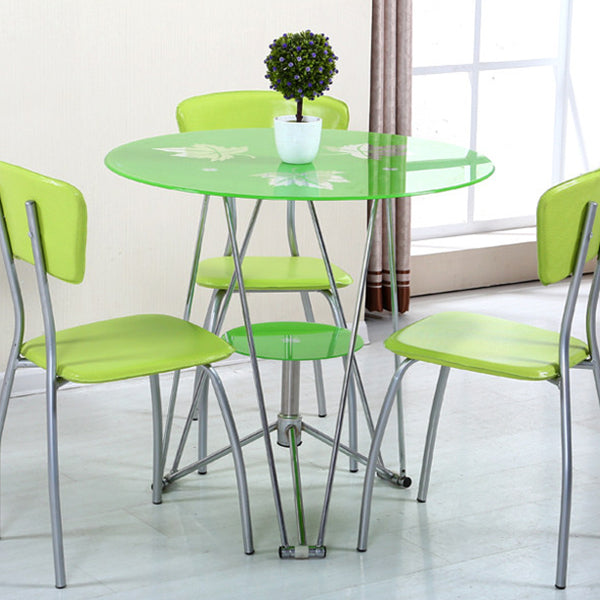 Metal Contemporary Round Dining Table Glass Top Table for Home Clearhalo ' dining_table' 'Dining Tables & Seating' 'Dining Tables' 'furn' 'furn_dining_table' 'Furniture' 'furniture_dining_table' 'Kitchen & Dining Furniture' 'kitchen&dining_furn' 'kitchen' 'kitchen_dining_table' 4599892