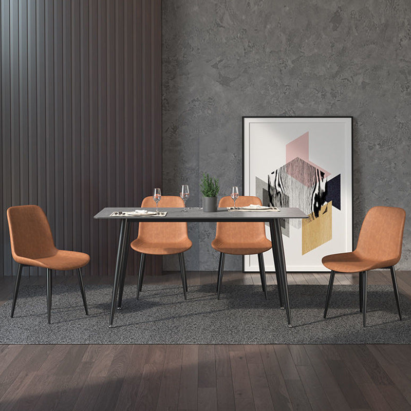 Metal Industrial Rectangle Dining Table Sintered Stone Table with Legs 63"L x 31.5"W x 29.5"H Gray Clearhalo ' dining_table' 'Dining Tables & Seating' 'Dining Tables' 'Furniture' 'furniture_dining_table' 'Kitchen & Dining Furniture' 'kitchen&dining_furn' 'kitchen' 'kitchen_dining_table' 4599922