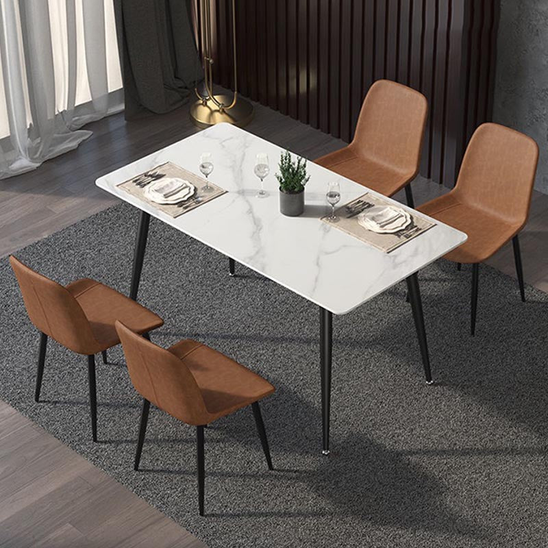 Metal Industrial Rectangle Dining Table Sintered Stone Table with Legs Clearhalo ' dining_table' 'Dining Tables & Seating' 'Dining Tables' 'Furniture' 'furniture_dining_table' 'Kitchen & Dining Furniture' 'kitchen&dining_furn' 'kitchen' 'kitchen_dining_table' 4599927