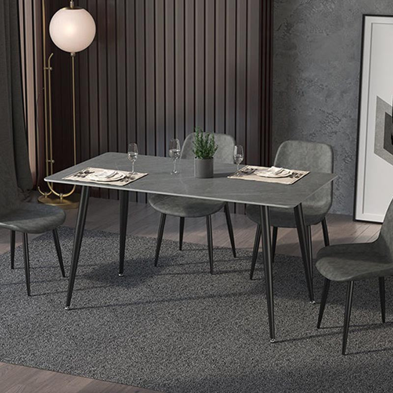 Metal Industrial Rectangle Dining Table Sintered Stone Table with Legs Clearhalo ' dining_table' 'Dining Tables & Seating' 'Dining Tables' 'Furniture' 'furniture_dining_table' 'Kitchen & Dining Furniture' 'kitchen&dining_furn' 'kitchen' 'kitchen_dining_table' 4599928