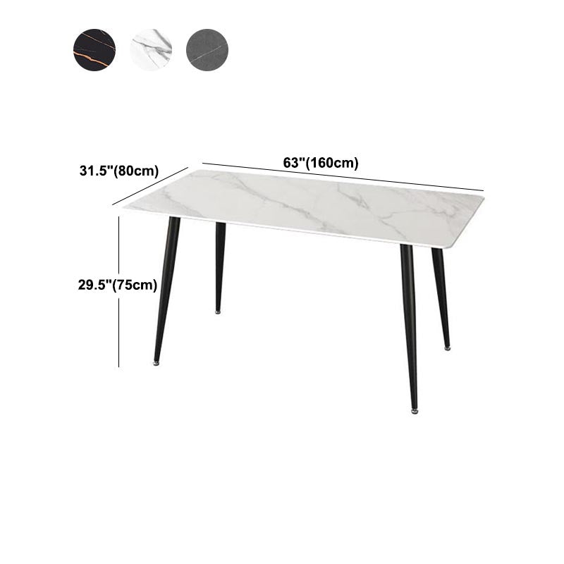 Metal Industrial Rectangle Dining Table Sintered Stone Table with Legs Clearhalo ' dining_table' 'Dining Tables & Seating' 'Dining Tables' 'Furniture' 'furniture_dining_table' 'Kitchen & Dining Furniture' 'kitchen&dining_furn' 'kitchen' 'kitchen_dining_table' 4599934