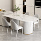 Free Form Sintered Stone Dining Table Luxury Table with Double Pedestal White 63"L x 31.5"W x 29.5"H Without Chairs Clearhalo ' dining_table' 'Dining Tables & Seating' 'Dining Tables' 'furn' 'furn_dining_table' 'Furniture' 'furniture_dining_table' 'Kitchen & Dining Furniture' 'kitchen&dining_furn' 'kitchen' 'kitchen_dining_table' 4599935