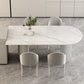 Free Form Sintered Stone Dining Table Luxury Table with Double Pedestal White 55.1"L x 31.5"W x 29.5"H Without Chairs Clearhalo ' dining_table' 'Dining Tables & Seating' 'Dining Tables' 'furn' 'furn_dining_table' 'Furniture' 'furniture_dining_table' 'Kitchen & Dining Furniture' 'kitchen&dining_furn' 'kitchen' 'kitchen_dining_table' 4599938