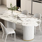 Free Form Sintered Stone Dining Table Luxury Table with Double Pedestal Clearhalo ' dining_table' 'Dining Tables & Seating' 'Dining Tables' 'furn' 'furn_dining_table' 'Furniture' 'furniture_dining_table' 'Kitchen & Dining Furniture' 'kitchen&dining_furn' 'kitchen' 'kitchen_dining_table' 4599941