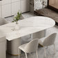 Free Form Sintered Stone Dining Table Luxury Table with Double Pedestal Clearhalo ' dining_table' 'Dining Tables & Seating' 'Dining Tables' 'furn' 'furn_dining_table' 'Furniture' 'furniture_dining_table' 'Kitchen & Dining Furniture' 'kitchen&dining_furn' 'kitchen' 'kitchen_dining_table' 4599943