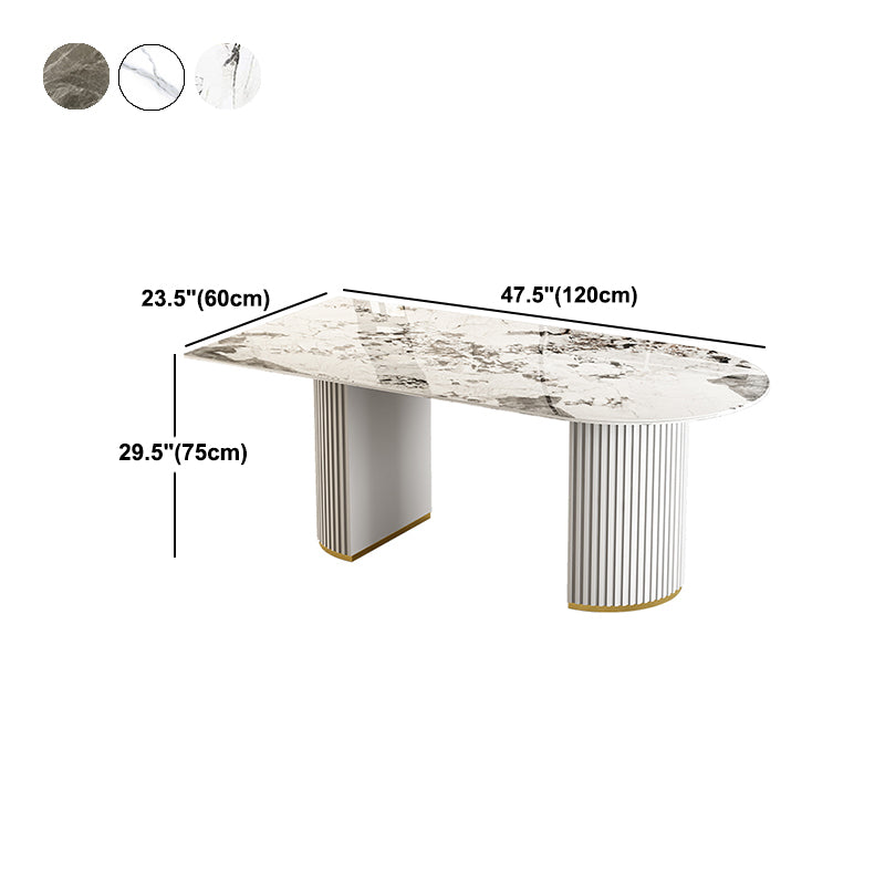 Free Form Sintered Stone Dining Table Luxury Table with Double Pedestal Clearhalo ' dining_table' 'Dining Tables & Seating' 'Dining Tables' 'furn' 'furn_dining_table' 'Furniture' 'furniture_dining_table' 'Kitchen & Dining Furniture' 'kitchen&dining_furn' 'kitchen' 'kitchen_dining_table' 4599946