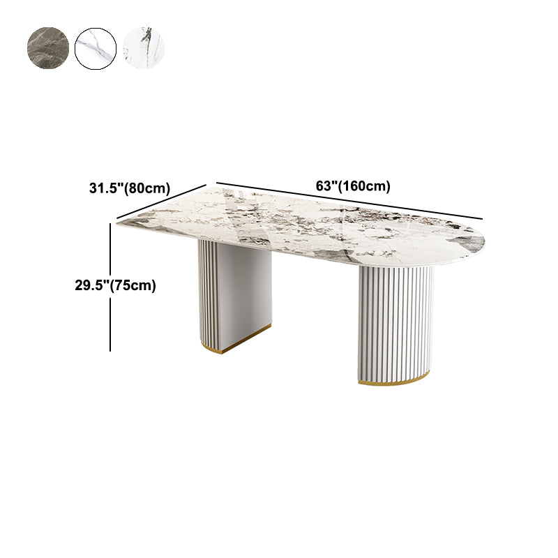Free Form Sintered Stone Dining Table Luxury Table with Double Pedestal Clearhalo ' dining_table' 'Dining Tables & Seating' 'Dining Tables' 'furn' 'furn_dining_table' 'Furniture' 'furniture_dining_table' 'Kitchen & Dining Furniture' 'kitchen&dining_furn' 'kitchen' 'kitchen_dining_table' 4599948