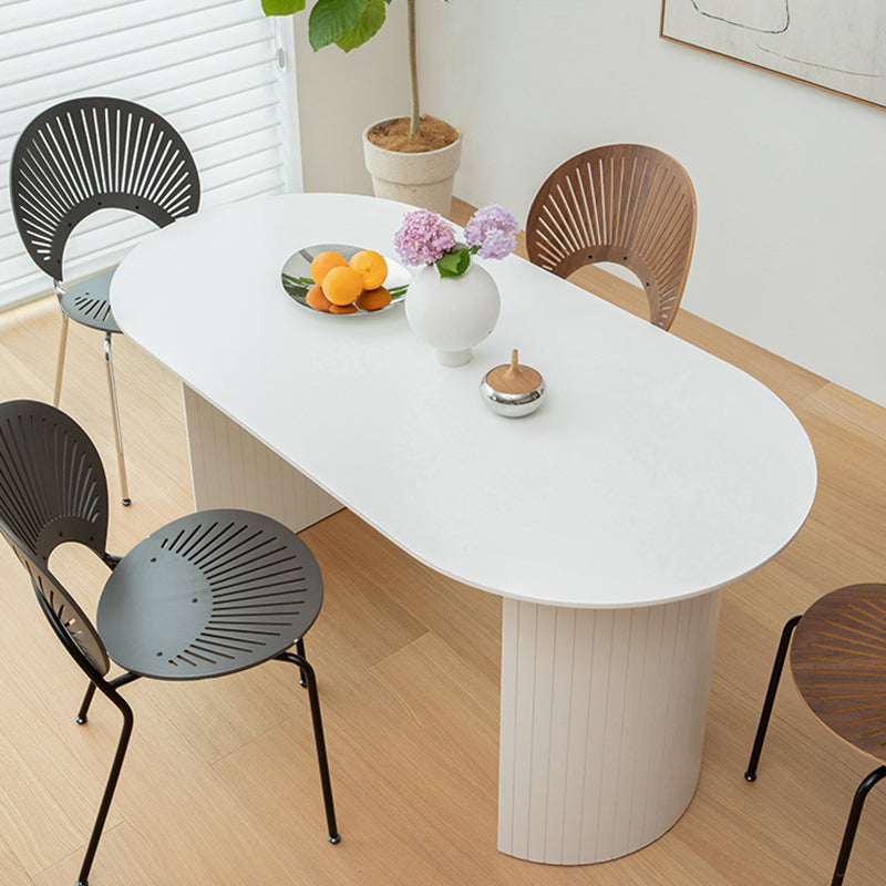 Pine Wood Contemporary Oval Dining Table Wood Top Table for Dining Room White 47.2"L x 23.6"W x 29.5"H Without Chairs Clearhalo ' dining_table' 'Dining Tables & Seating' 'Dining Tables' 'furn' 'furn_dining_table' 'Furniture' 'furniture_dining_table' 'Kitchen & Dining Furniture' 'kitchen&dining_furn' 'kitchen' 'kitchen_dining_table' 4599951
