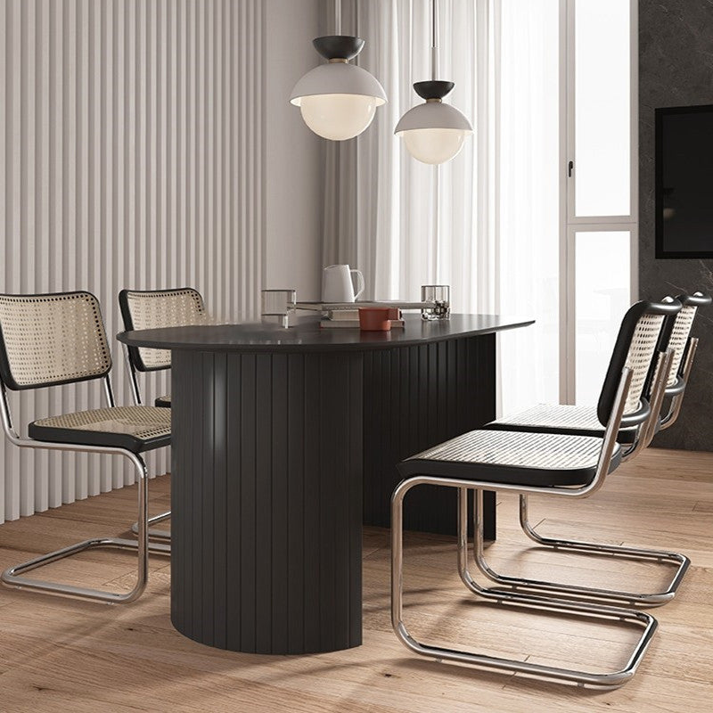 Pine Wood Contemporary Oval Dining Table Wood Top Table for Dining Room Black Without Chairs Clearhalo ' dining_table' 'Dining Tables & Seating' 'Dining Tables' 'furn' 'furn_dining_table' 'Furniture' 'furniture_dining_table' 'Kitchen & Dining Furniture' 'kitchen&dining_furn' 'kitchen' 'kitchen_dining_table' 4599952