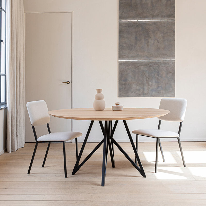 Metal Contemporary Round Dining Table Pine Wood Top Table for Dining Room Natural Wood Black 55.1"L x 55.1"W x 29.5"H Without Chairs Clearhalo ' dining_table' 'Dining Tables & Seating' 'Dining Tables' 'furn' 'furn_dining_table' 'Furniture' 'furniture_dining_table' 'Kitchen & Dining Furniture' 'kitchen&dining_furn' 'kitchen' 'kitchen_dining_table' 4599972