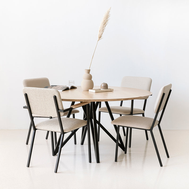 Metal Contemporary Round Dining Table Pine Wood Top Table for Dining Room Natural Wood Black 47.2"L x 47.2"W x 29.5"H Without Chairs Clearhalo ' dining_table' 'Dining Tables & Seating' 'Dining Tables' 'furn' 'furn_dining_table' 'Furniture' 'furniture_dining_table' 'Kitchen & Dining Furniture' 'kitchen&dining_furn' 'kitchen' 'kitchen_dining_table' 4599973