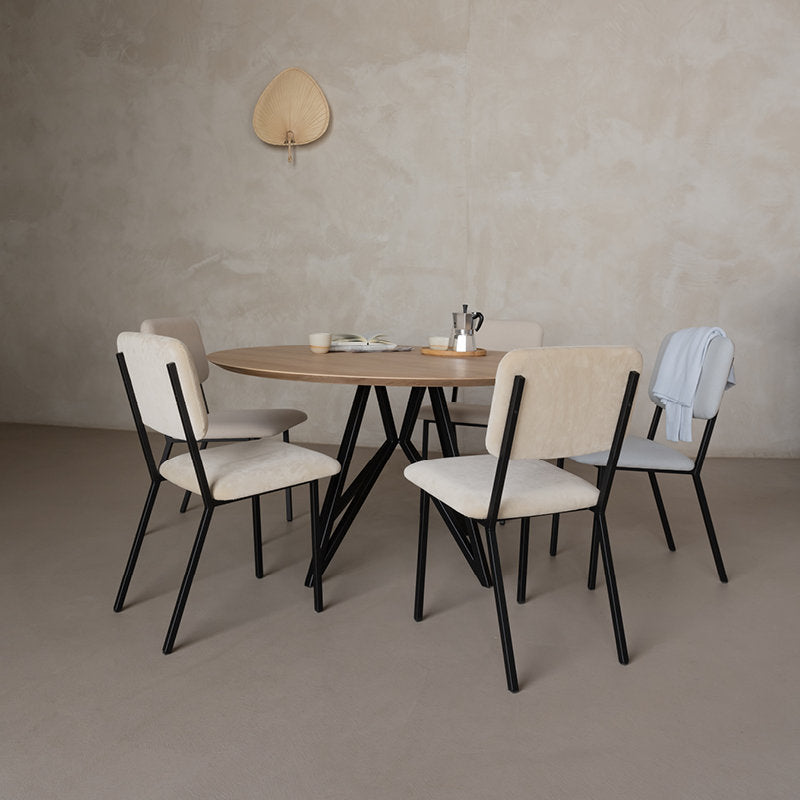 Metal Contemporary Round Dining Table Pine Wood Top Table for Dining Room Natural Wood Black 70.9"L x 70.9"W x 29.5"H Without Chairs Clearhalo ' dining_table' 'Dining Tables & Seating' 'Dining Tables' 'furn' 'furn_dining_table' 'Furniture' 'furniture_dining_table' 'Kitchen & Dining Furniture' 'kitchen&dining_furn' 'kitchen' 'kitchen_dining_table' 4599974