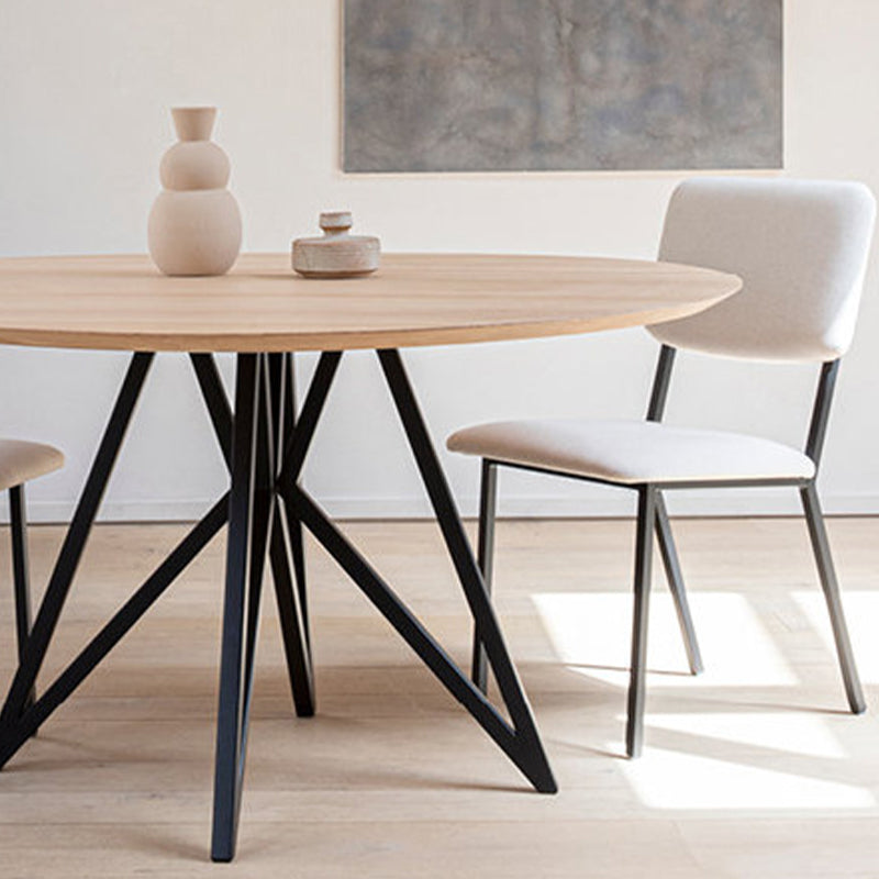 Metal Contemporary Round Dining Table Pine Wood Top Table for Dining Room Clearhalo ' dining_table' 'Dining Tables & Seating' 'Dining Tables' 'furn' 'furn_dining_table' 'Furniture' 'furniture_dining_table' 'Kitchen & Dining Furniture' 'kitchen&dining_furn' 'kitchen' 'kitchen_dining_table' 4599978