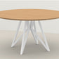 Metal Contemporary Round Dining Table Pine Wood Top Table for Dining Room Natural Wood White Without Chairs Clearhalo ' dining_table' 'Dining Tables & Seating' 'Dining Tables' 'furn' 'furn_dining_table' 'Furniture' 'furniture_dining_table' 'Kitchen & Dining Furniture' 'kitchen&dining_furn' 'kitchen' 'kitchen_dining_table' 4599979