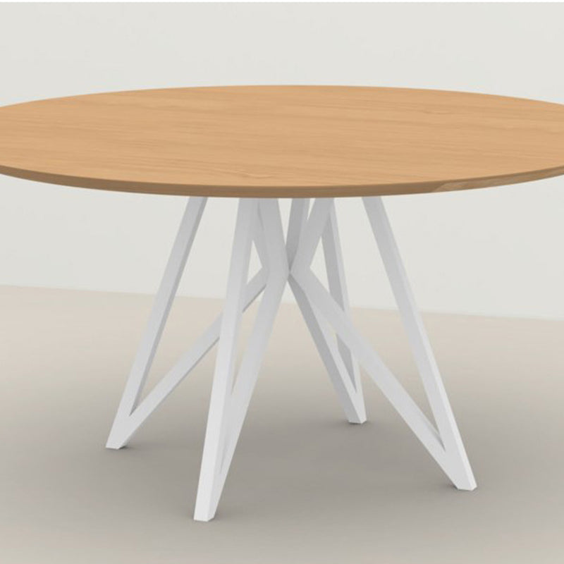 Metal Contemporary Round Dining Table Pine Wood Top Table for Dining Room Natural Wood White Without Chairs Clearhalo ' dining_table' 'Dining Tables & Seating' 'Dining Tables' 'furn' 'furn_dining_table' 'Furniture' 'furniture_dining_table' 'Kitchen & Dining Furniture' 'kitchen&dining_furn' 'kitchen' 'kitchen_dining_table' 4599979