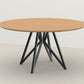Metal Contemporary Round Dining Table Pine Wood Top Table for Dining Room Natural Wood Black Without Chairs Clearhalo ' dining_table' 'Dining Tables & Seating' 'Dining Tables' 'furn' 'furn_dining_table' 'Furniture' 'furniture_dining_table' 'Kitchen & Dining Furniture' 'kitchen&dining_furn' 'kitchen' 'kitchen_dining_table' 4599980