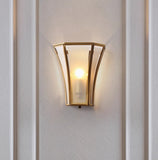 Gold Finish Geometric Wall Lamp Traditional Metal and Hand Blown Glass 1 Bulb Wall Light Sconce Clearhalo 'Wall Lamps & Sconces' 'Wall Lights' Lighting' 45