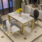 Metal Traditional Luxury Rectangle Indoor Table Marble Table with 4 Legs White 55.1"L x 31.5"W x 29.5"H Without Chairs Clearhalo ' dining_table' 'Dining Tables & Seating' 'Dining Tables' 'furn' 'furn_dining_table' 'Furniture' 'furniture_dining_table' 'Kitchen & Dining Furniture' 'kitchen&dining_furn' 'kitchen' 'kitchen_dining_table' 4600008