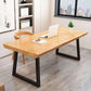 Solid Wood Top Dining Table Industrial Rectangle Table with Sled Base Natural 63"L x 27.6"W x 29.5"H Without Chairs Clearhalo ' dining_table' 'Dining Tables & Seating' 'Dining Tables' 'furn' 'furn_dining_table' 'Furniture' 'furniture_dining_table' 'Kitchen & Dining Furniture' 'kitchen&dining_furn' 'kitchen' 'kitchen_dining_table' 4600021