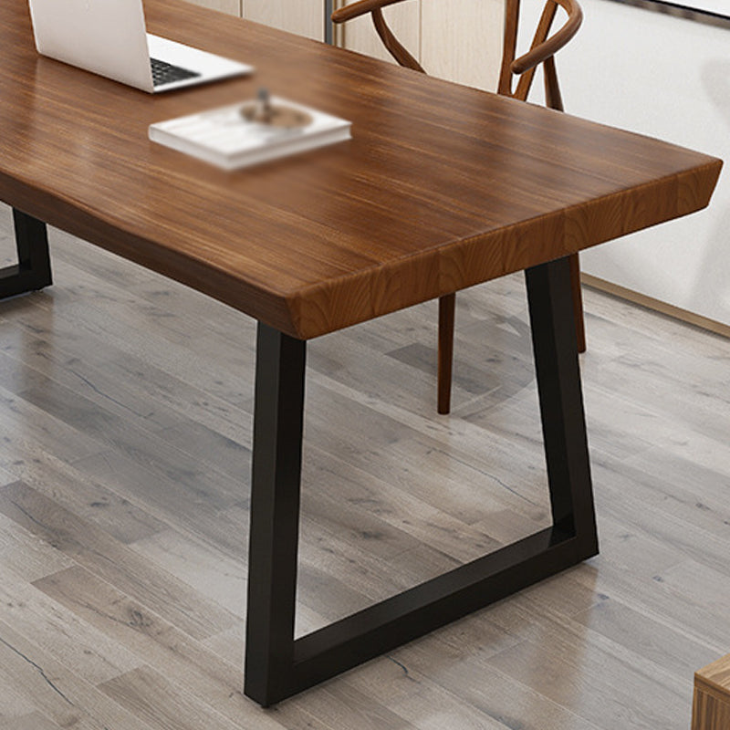 Solid Wood Top Dining Table Industrial Rectangle Table with Sled Base Clearhalo ' dining_table' 'Dining Tables & Seating' 'Dining Tables' 'furn' 'furn_dining_table' 'Furniture' 'furniture_dining_table' 'Kitchen & Dining Furniture' 'kitchen&dining_furn' 'kitchen' 'kitchen_dining_table' 4600027