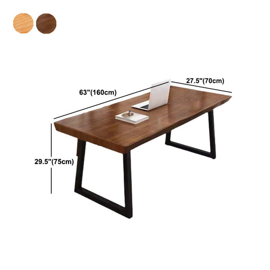 Solid Wood Top Dining Table Industrial Rectangle Table with Sled Base Clearhalo ' dining_table' 'Dining Tables & Seating' 'Dining Tables' 'furn' 'furn_dining_table' 'Furniture' 'furniture_dining_table' 'Kitchen & Dining Furniture' 'kitchen&dining_furn' 'kitchen' 'kitchen_dining_table' 4600032