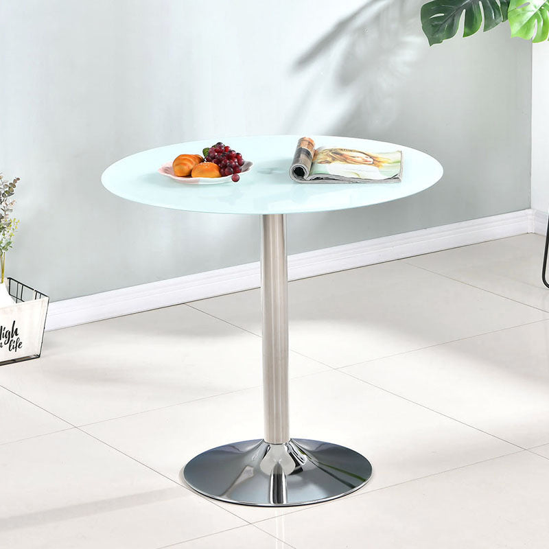 Glass Top Dining Table Modern Round Dining Table with Pedestal Base White Clearhalo ' dining_table' 'Dining Tables & Seating' 'Dining Tables' 'Furniture' 'furniture_dining_table' 'Kitchen & Dining Furniture' 'kitchen&dining_furn' 'kitchen' 'kitchen_dining_table' 4600039