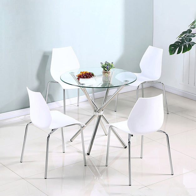Glass Top Dining Table Modern Round Dining Table with Pedestal Base Clearhalo ' dining_table' 'Dining Tables & Seating' 'Dining Tables' 'Furniture' 'furniture_dining_table' 'Kitchen & Dining Furniture' 'kitchen&dining_furn' 'kitchen' 'kitchen_dining_table' 4600047