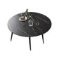 Stone Contemporary Round Dinner Table Matte Finish 4 Legs Table for Home Black Gold 59.1"L x 59.1"W x 29.5"H Without Chairs Clearhalo ' dining_table' 'Dining Tables & Seating' 'Dining Tables' 'furn' 'furn_dining_table' 'Furniture' 'furniture_dining_table' 'Kitchen & Dining Furniture' 'kitchen&dining_furn' 'kitchen' 'kitchen_dining_table' 4600059