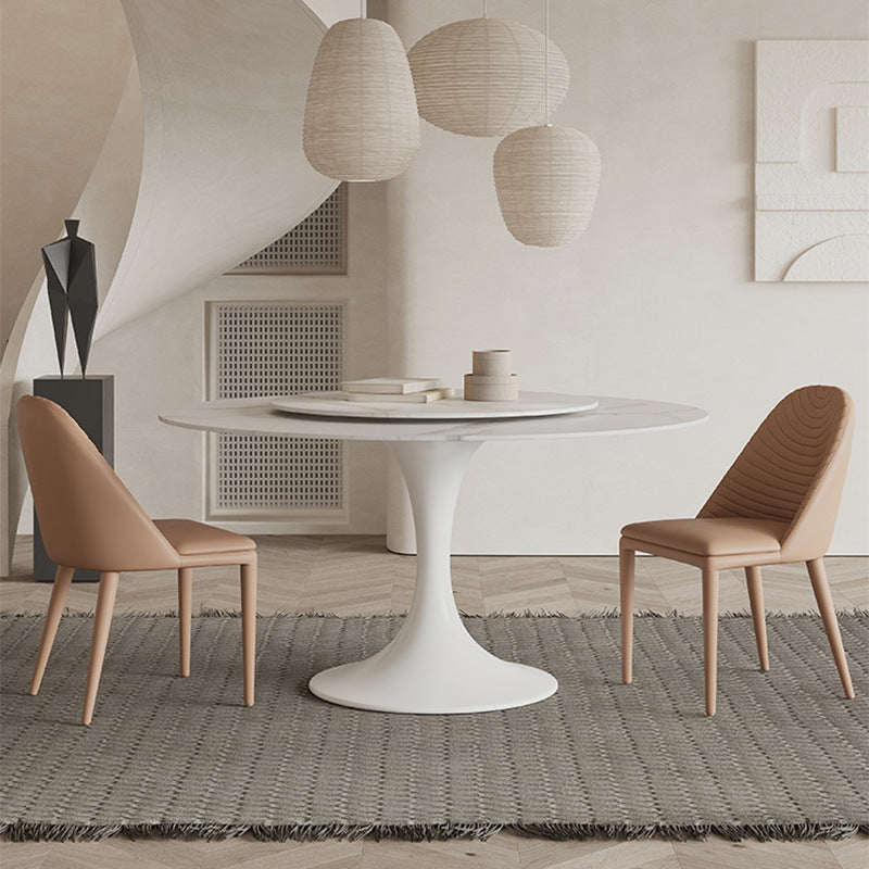 Stone Contemporary Round Dining Table Matte Finish Tulip Table for Home White Fixed Table Clearhalo ' dining_table' 'Dining Tables & Seating' 'Dining Tables' 'furn' 'furn_dining_table' 'Furniture' 'furniture_dining_table' 'Kitchen & Dining Furniture' 'kitchen&dining_furn' 'kitchen' 'kitchen_dining_table' 4600070