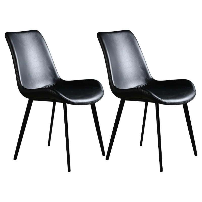 Metal Industrial Dining Kitchen Room Chair Solid Back Side Chair Black 2 Piece Set Black Clearhalo ' kitchen&dining_furn' 'Dining Chairs' 'Dining Tables & Seating' 'dining_chair' 'furn' 'furn_dining_chair' 'Furniture' 'furniture_dining_chair' 'Kitchen & Dining Furniture' 'kitchen' 4600090